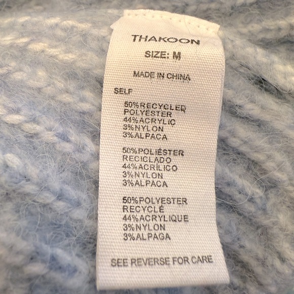 Thakoon Baby Blue Cropped Ribbed Turtleneck Sweater, size M - Picture 8 of 9